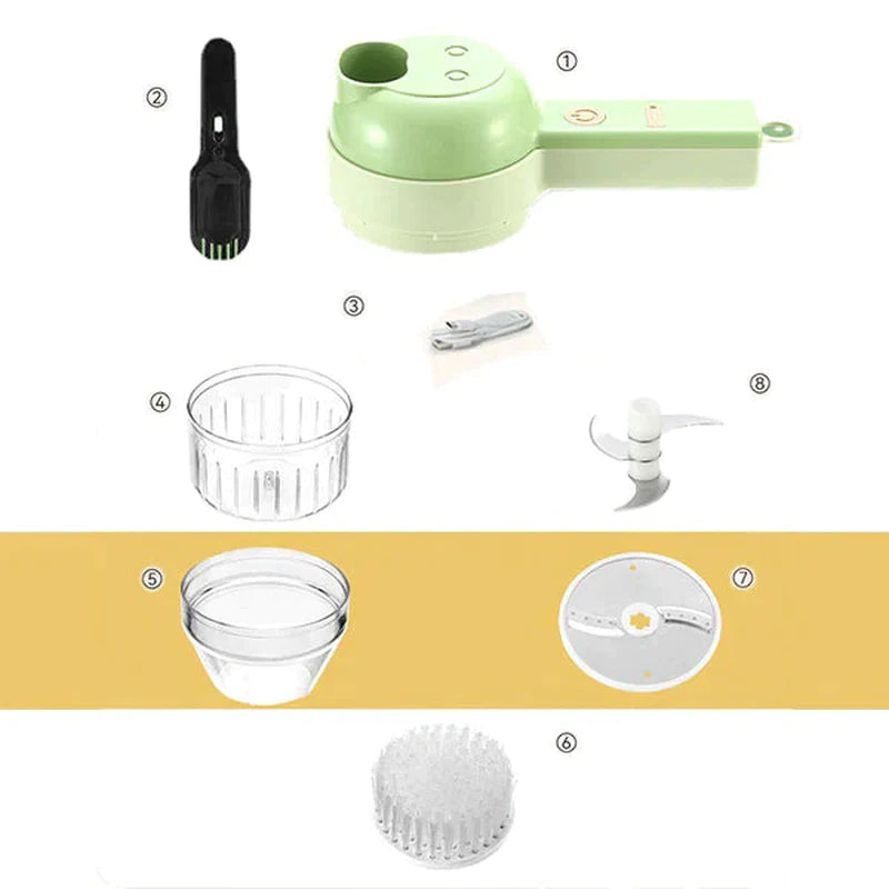 4In1 Multifunctional Electric Vegetable Cutter Slicer Garlic Mud Masher Garlic Chopper Cutting Pressing Mixer Food Slice